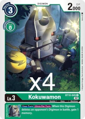 4X Digimon Card Game Kokuwamon BT10-045 Common NM