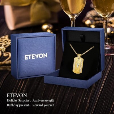 ETEVON Initial Necklace Stainless Steel Gold Plated Pendant Necklace ''Y'' New
