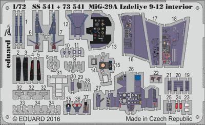 Eduard PE 73541 1/72 Mikoyan MiG-29A Fulcrum Izdeliye 9-12 details Trumpeter