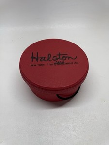 Vintage Halston Round Red Hat Box Abbott Tresses Inc New York