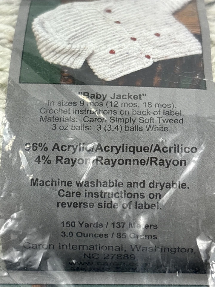 Hilo acrílico blanco roto Caron Simply Soft Tweed 00002 3 madejas Foto 4 de 4