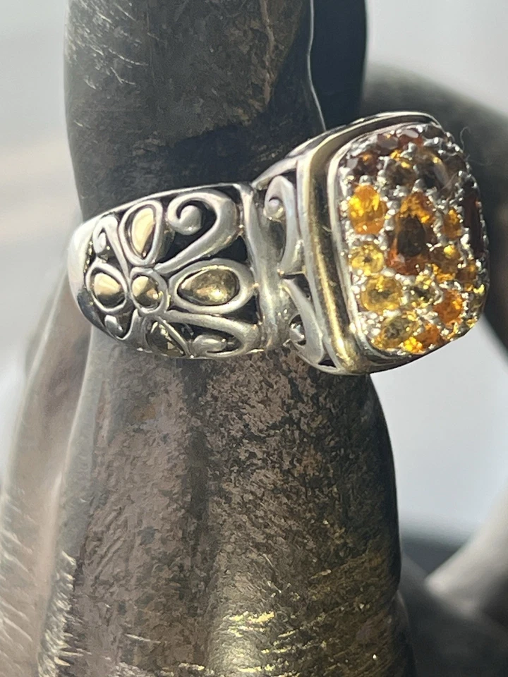 Anillo JOHN HARDY Batu Kali Citrino Lava Fuego Plata de Ley 925 Oro 18K 2 Tonos Foto 2 de 4