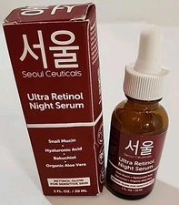 NEW SeoulCeuticals 1% Korean Retinol Facial Night Skin Serum 97.5% Snail Mucin