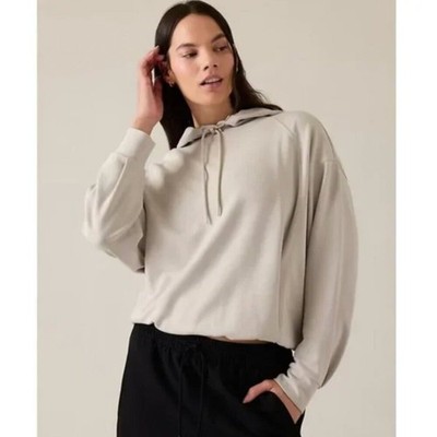 Women's Athleta Seasoft Bubble Bubble Hem Hoodie Abalone Gray Size Small