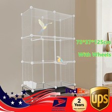 Bird Cage Wrought Iron with Rolling Stand Lovebird Parrot Finch Cage 75 37 125cm