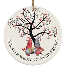 Funny Gnome Couple 45 Years Ornament Our 45th Wedding Anniversary Christmas Gift