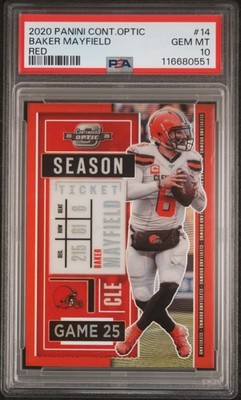 2020 PANINI CONTENDERS OPTIC #14 BAKER MAYFIELD RED #/125 PSA 10 POP 1