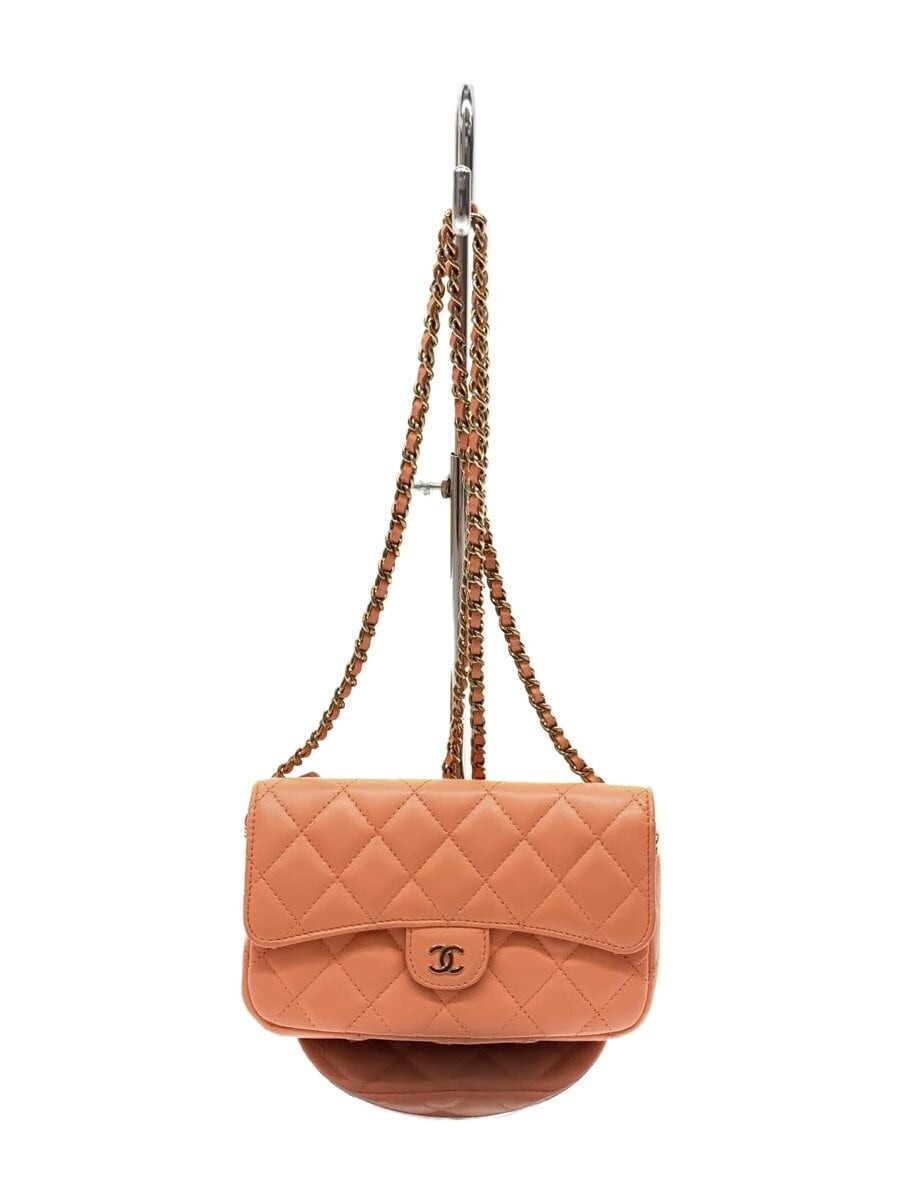 CHANEL Matelassé CC Pink Leather Chain Wallet Pre-Owned