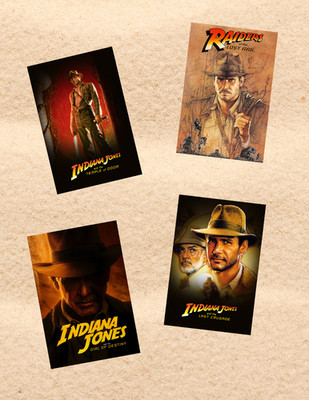 Indiana Jones 80's Movie Poster Style 4pc Sticker Pack