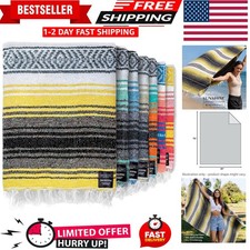 Mexican Yoga Blanket Colorful Falsa Serape Throw for Yoga, Beach, Picnic, S...