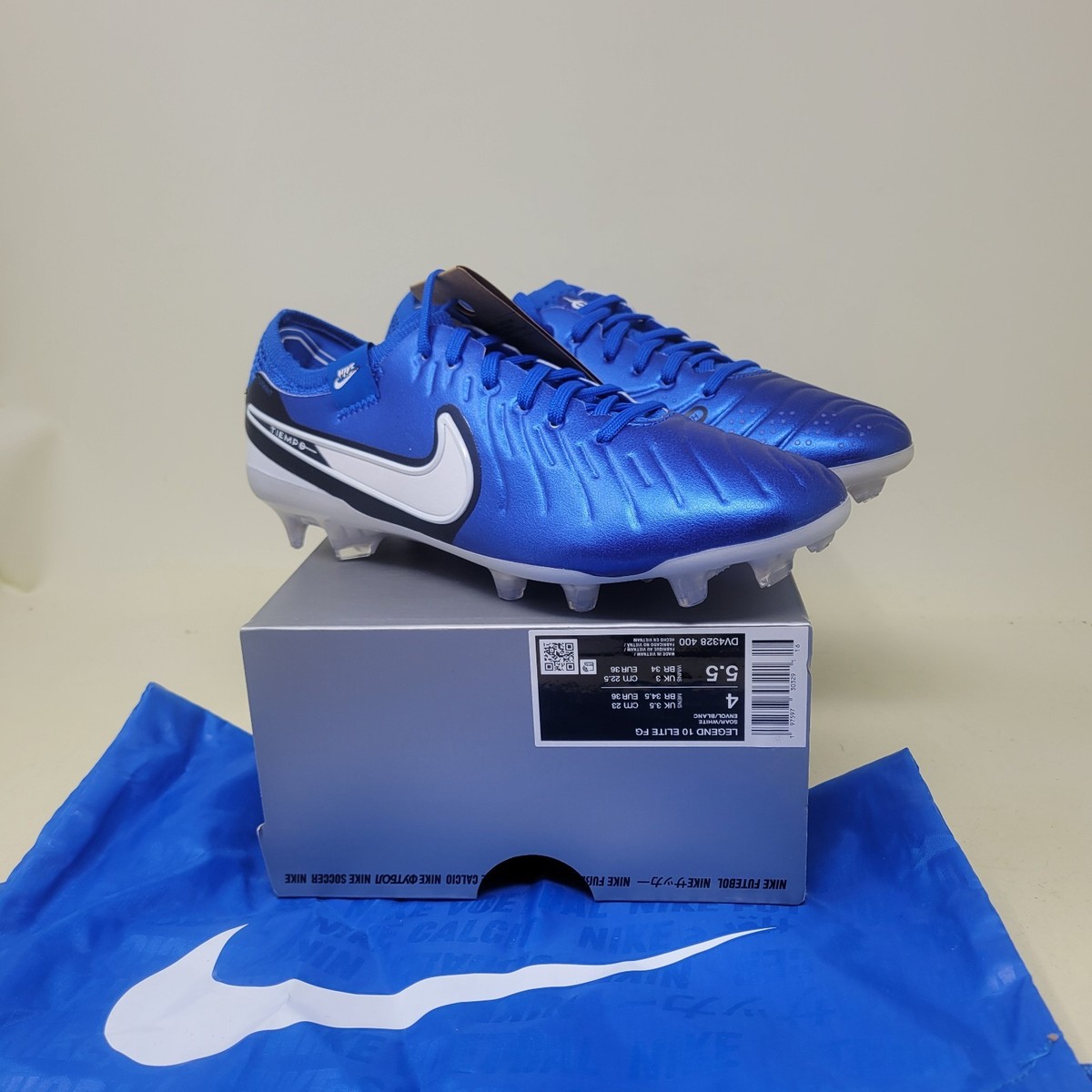 Nike Tiempo Legend 10 Elite FG Soar Blue White Men's Size 4