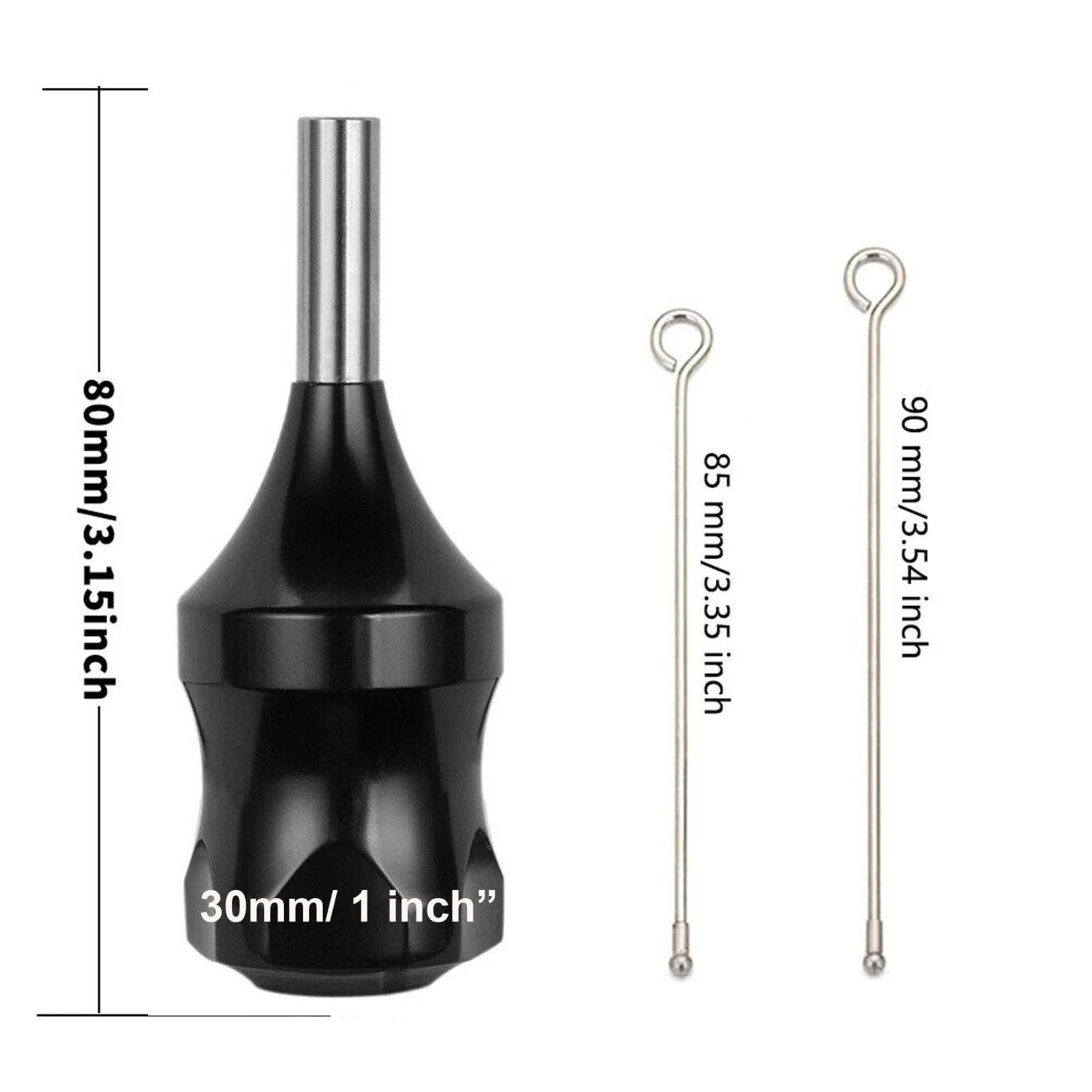 30mm Tattoo Aluminum Alloy Cartridge Grip Grey or Black 3 Needle Plungers image 1