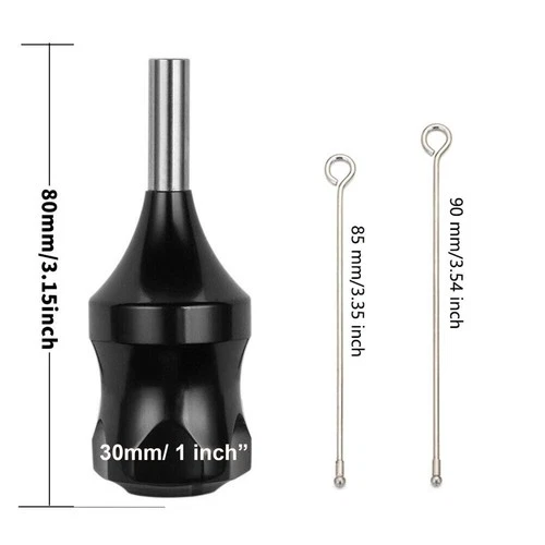 30mm Tattoo Aluminum Alloy Cartridge Grip Grey or Black 3 Needle Plungers video thumbnail