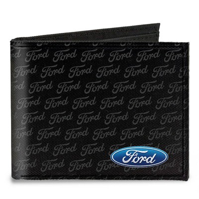Canvas Bi-Fold Wallet Ford Oval CORNER w/Text (US IMPORT)