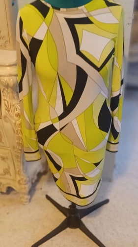 Michael Kors verde stampa geometrica tubino manica lunga abito donna piccolo