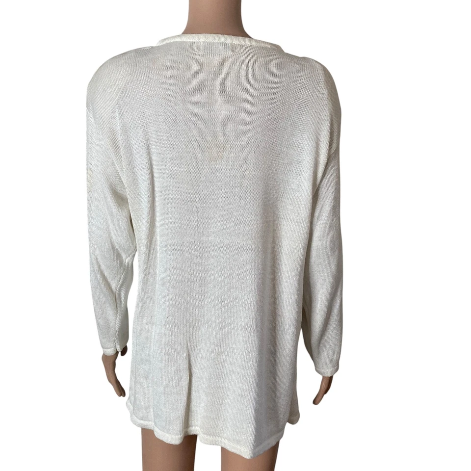 Vintage Jaclyn Smith Sweater Womens Large White Iridescent Sequins Pullover  - Image 2 of 4