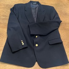HARTMARX JOHN ALEXANDER BLUE BLAZER 100 WOOL SZ 44 GOLD BUTTONS