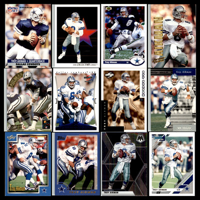 Troy Aikman Lot 10 Different Football Cards 1991-2020 Dallas Cowboys Set NFL/HOF