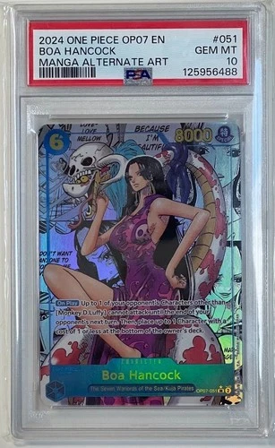 2024 One Piece CCG - Boa Hancock OP07-051 Alt Art Manga PSA 10 GEM MINT English