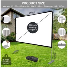 Portable 100" Outdoor Projector Screen: 16:10 4K HD Display