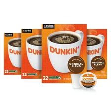 KEURIG Dunkin' Decaf Medium Roast Coffee, 22 Count (Pack of 4)