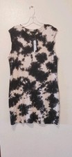 NWT Sanctuary Women Shirtdress Size M Casual Dress Black Beige Tie Dye Sleeveles