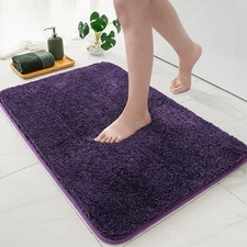 Dark Purple Bathroom Rugs Non Slip Bath Mat 24'' x 40'' Shaggy Soft Bath Rug ...