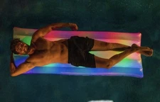 NIB Classic Rainbow Illuminated LED Deluxe Pool Raft Floatie 74” × 30" Inch