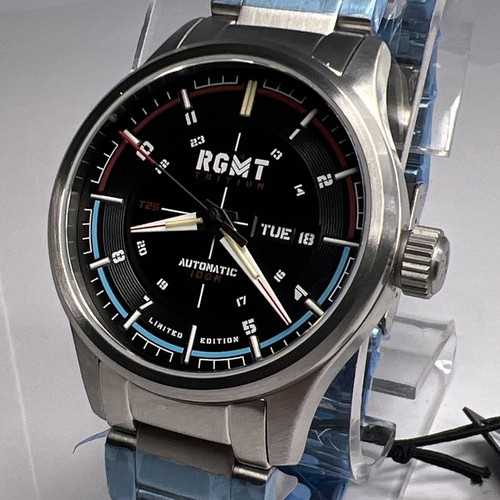 40mm Steel RGMT Tactician Tritium Automatic Limited Ed Date Watch w/ Box Papers