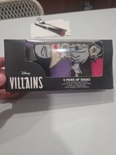 Disney Villains Set Of 5 Pairs Of Socks Brand New In Box Sealed Never Worn