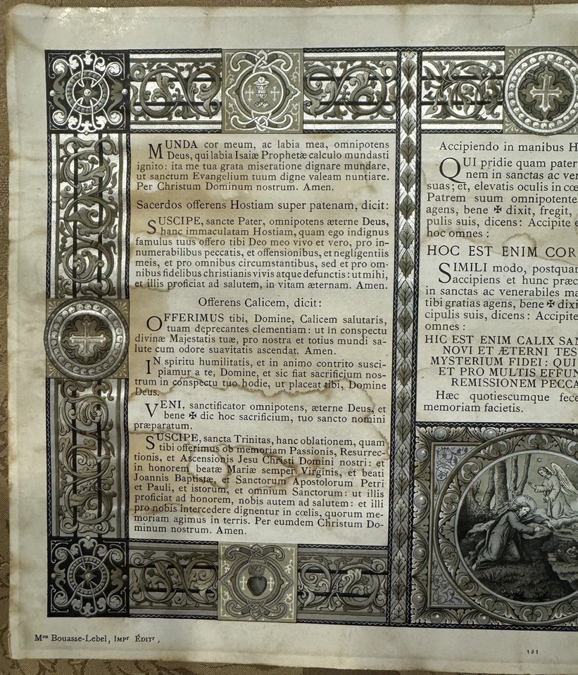 Antique 19th C. French Illuminated Missal Leaf – Bouasse-Lebel Paris - Image 3 of 4