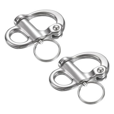 2Pcs 2'' Quick Release Shackle 316 Stainless Steel Fixed Bail Snap Shackle