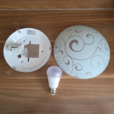 LED ceiling light ceiling lamp round 25 cm 60W E27 glass satin retro Vintage