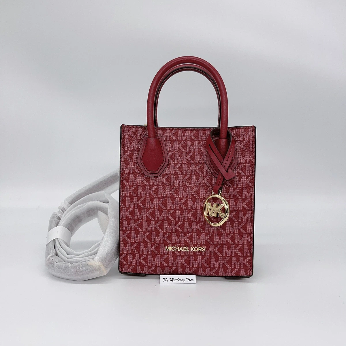 Michael Kors Extra Small Mercer Logo Leather Crossbody Bag Mulberry NWT Org 348