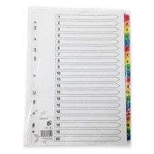 A4 FILE DIVIDERS (1-20) DOCUMENT ORGANISER SUBJECT FILING/FOLDER/INSERTS ANY QTY