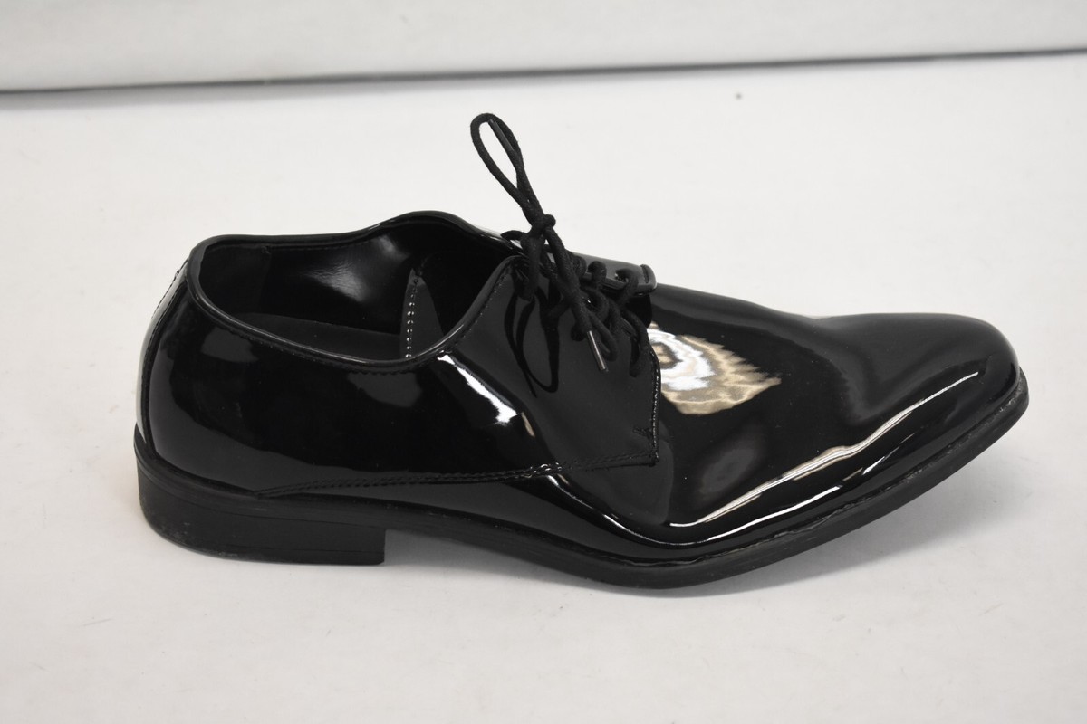 Seven 26 Black Patent Faux Leather Lace Up Oxford Dress Shoes