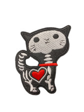 Halloween Skeleton Cat Kitten Horror Scary Patch, Iron On/Sew On