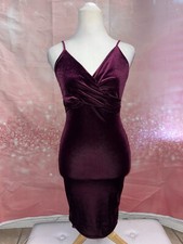 Windsor Dark Purple Velvet Bodycon Midi Dress Size S