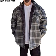 Triveni Men's Urban Streetwear Jacket  PLAID DARK GREY - Removable Hood