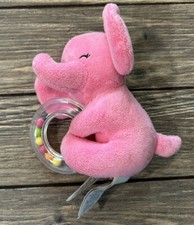 Carters Just One You Child of Mine Pink Elephant Stuffed Plush Rattle Toy Beads