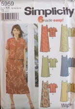 Simplicity Sewing Pattern 5959 Misses Pullover Dress and Jacket Sizes 8-14 UNCUT