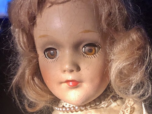 Poupée ancienne 14" Mary Hoyer à cordes yeux roulants origine Robe en soie dentelle sous - Photo 3/12