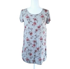 Forever 21 Women's Floral Cap Sleeve Lightweight Shift Dress Size S Green Gray