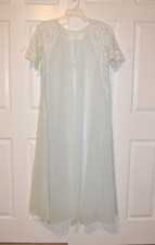Vintage Shadowline Women's Long Blue Robe Size Small Tie at Neckline Open Front
