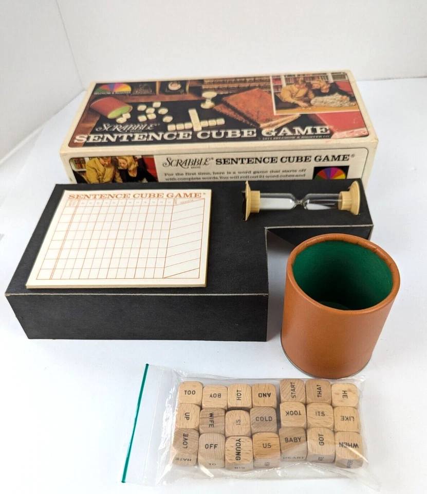 Scrabble Sentence Cube Game Vintage 1971 Selchow & Righter Free Shipping - Image 3 of 4