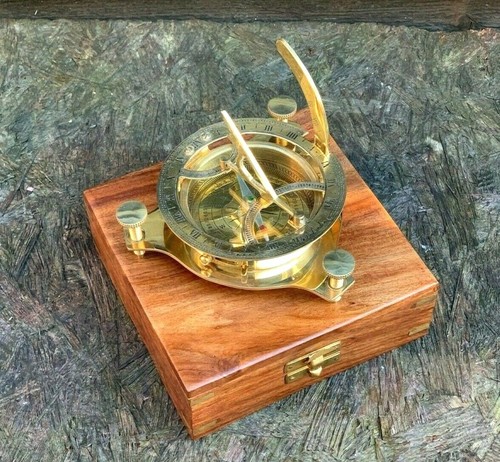 Vintage Brass Sundial Compass 4.5" – Nautical Marine Steampunk Retro Style - Picture 2 of 11