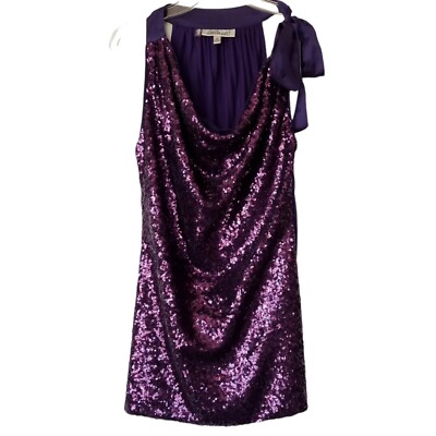 Jennifer Lopez Top sz XS Purple Sequins Sleeveless Draped Neck Side Tie VCG  | eBay