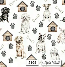 (2104) TWO Individual Paper LUNCHEON Decoupage Napkins - DOGS PUPPY PUPPIES PETS