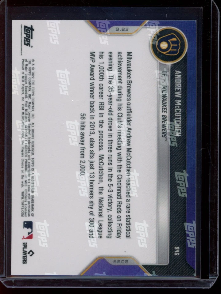 2022 Topps Now #946 Andrew McCutchen Base Card - Image 2 of 2