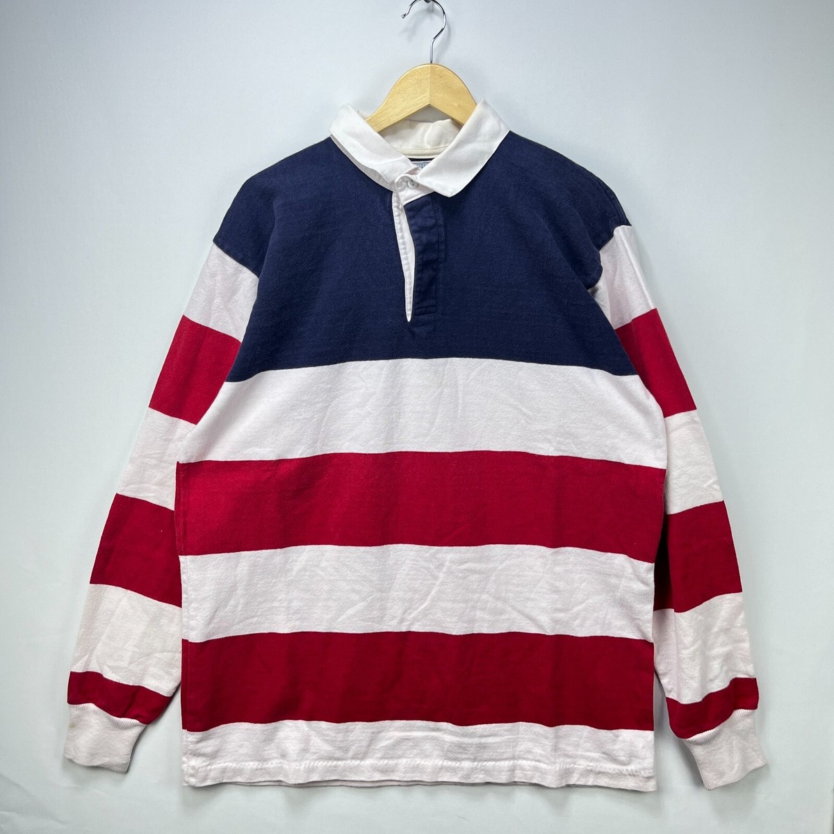 Vintage '90s Lands' End Made in USA Rugby Long Sleeve Shirt